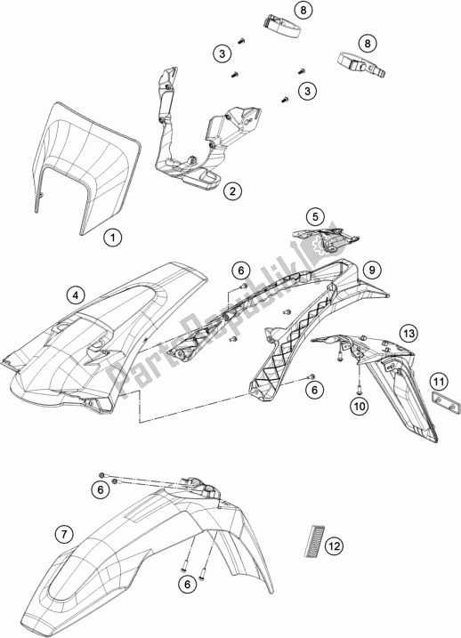 All parts for the Mask, Fenders of the Husqvarna FE 250 2018