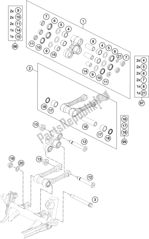 All parts for the Pro Lever Linking of the Husqvarna FE 250 2018