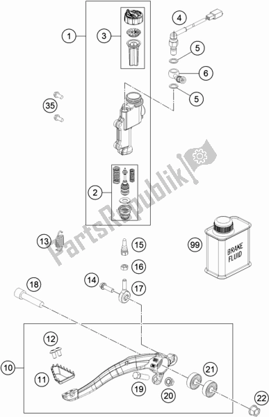 All parts for the Rear Brake Control of the Husqvarna FE 250 2018