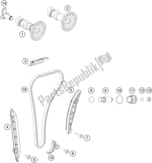 All parts for the Timing Drive of the Husqvarna FE 250 2018