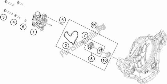 All parts for the Water Pump of the Husqvarna FE 250 2018