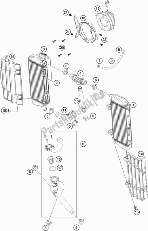 All parts for the Cooling System of the Husqvarna FE 250 2019