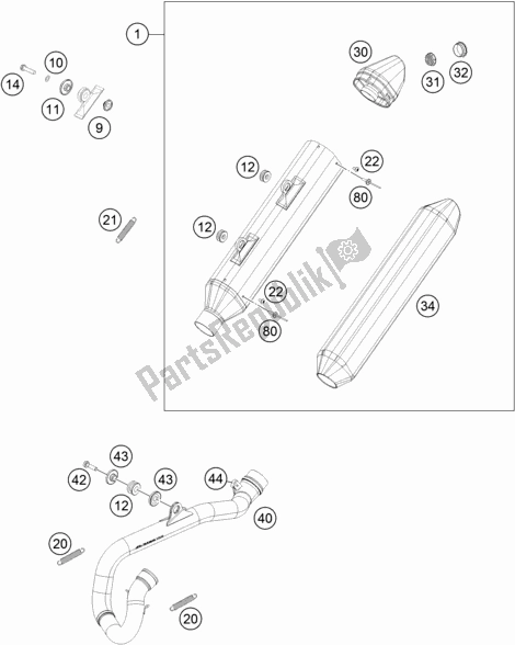 Todas las partes para Sistema De Escape de Husqvarna FE 250 2019