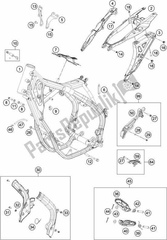 Todas las partes para Marco de Husqvarna FE 250 2019