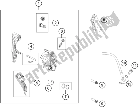 All parts for the Front Brake Caliper of the Husqvarna FE 250 2019