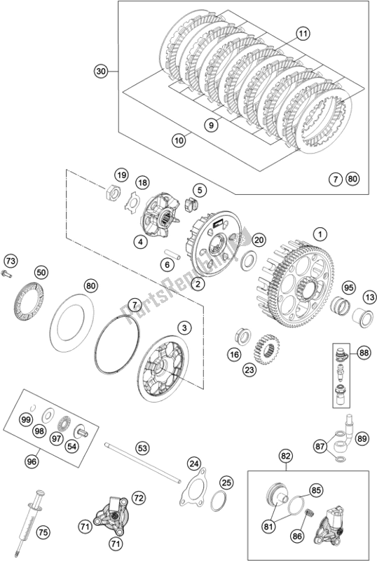 All parts for the Clutch of the Husqvarna FE 250 EU 2016