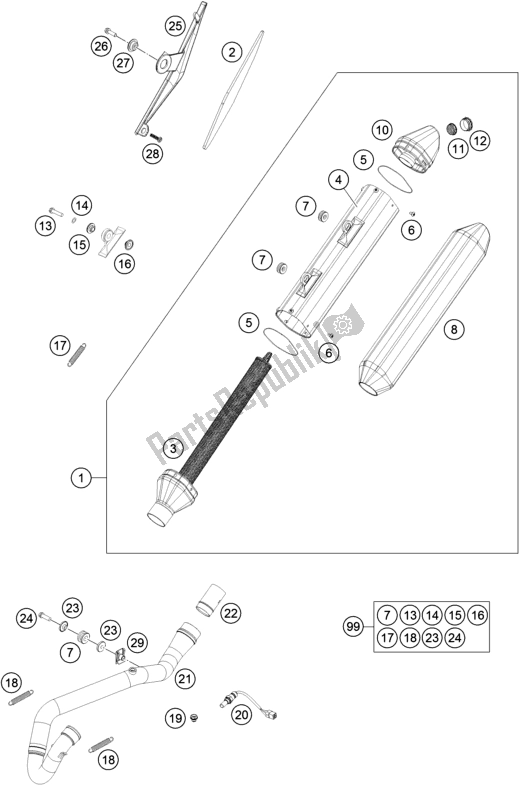 All parts for the Exhaust System of the Husqvarna FE 250 EU 2016