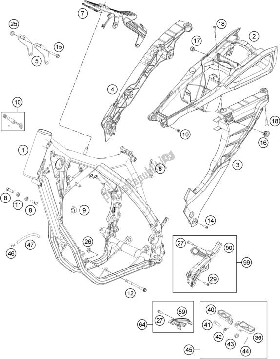 All parts for the Frame of the Husqvarna FE 250 EU 2016