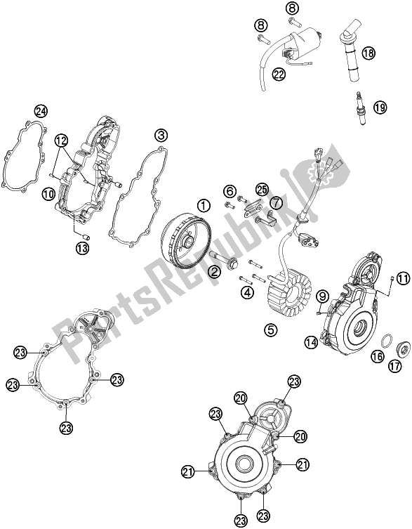 All parts for the Ignition System of the Husqvarna FE 250 EU 2016