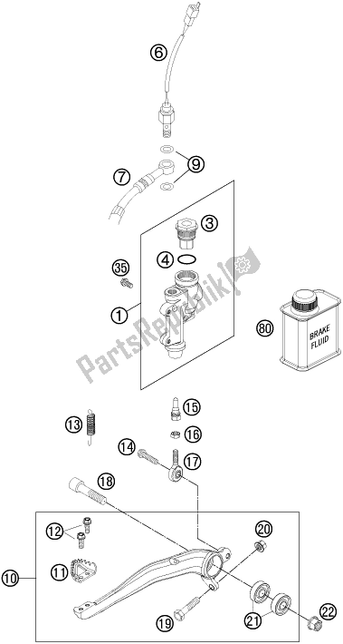 All parts for the Rear Brake Control of the Husqvarna FE 250 EU 2016