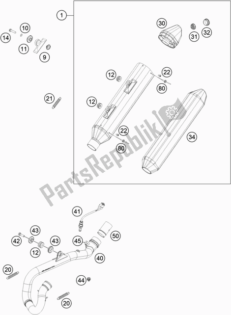 All parts for the Exhaust System of the Husqvarna FE 250 EU 2017