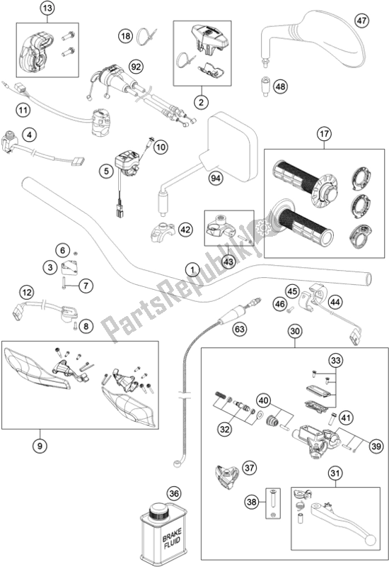 Toutes les pièces pour le Guidon, Commandes du Husqvarna FE 250 EU 2017