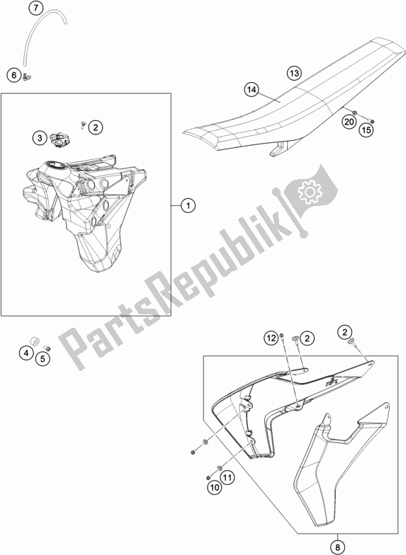 All parts for the Tank, Seat of the Husqvarna FE 250 EU 2017