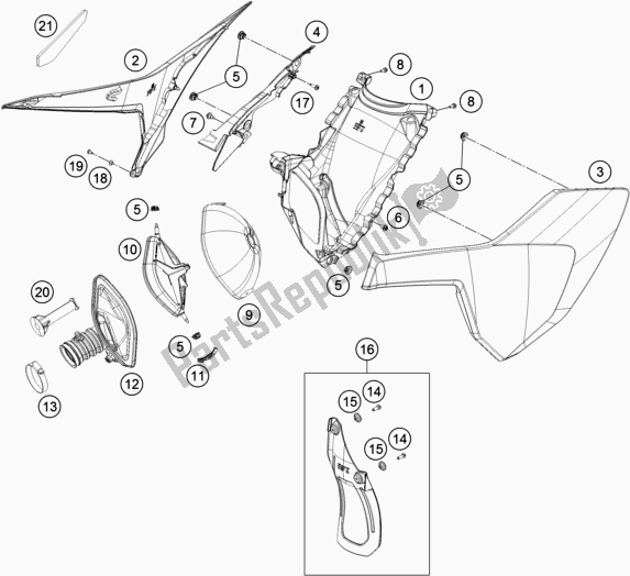 Todas las partes para Filtro De Aire de Husqvarna FE 250 EU 2018