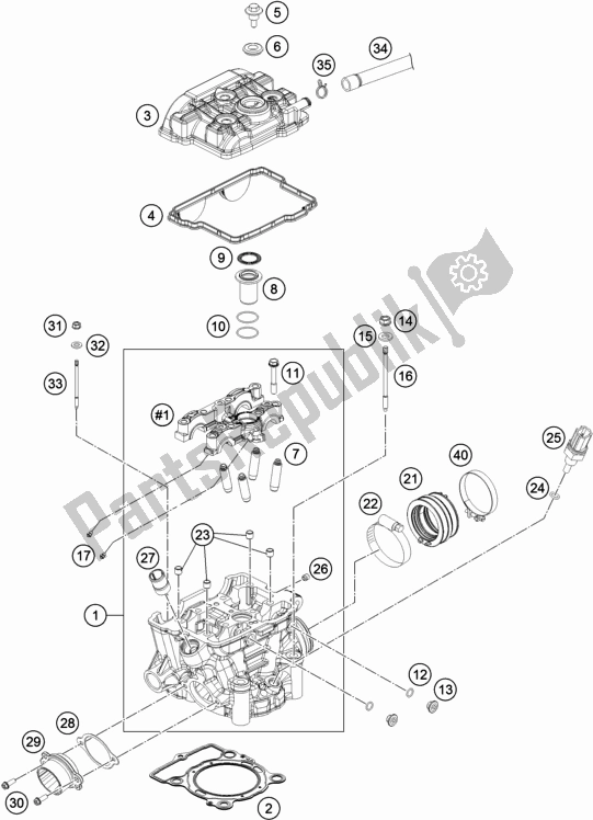 All parts for the Cylinder Head of the Husqvarna FE 250 EU 2018