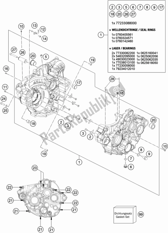 Todas las partes para Caja Del Motor de Husqvarna FE 250 EU 2018