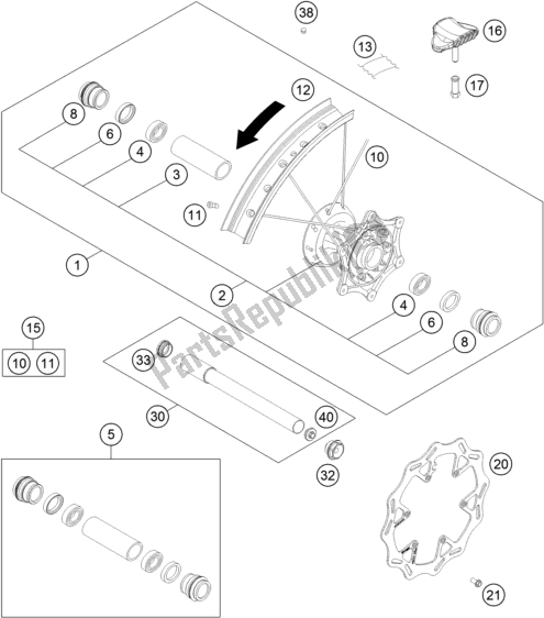 All parts for the Front Wheel of the Husqvarna FE 250 EU 2018