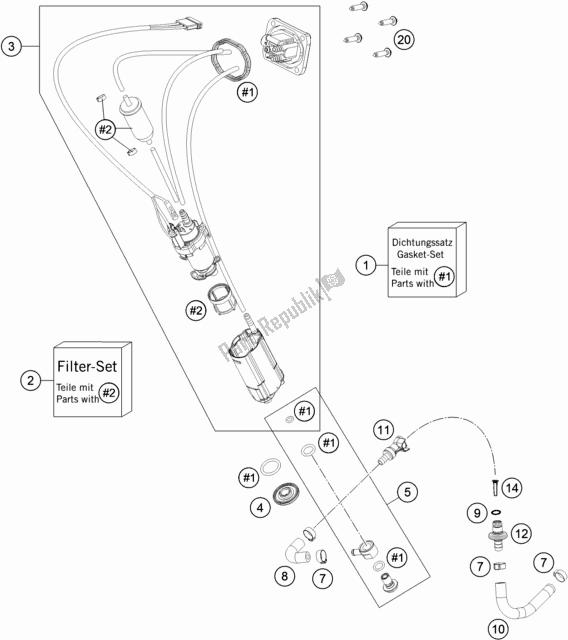 All parts for the Fuel Pump of the Husqvarna FE 250 EU 2018