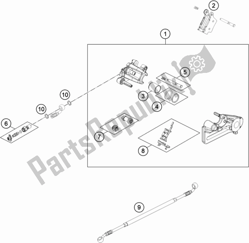 All parts for the Rear Brake Caliper of the Husqvarna FE 250 EU 2018