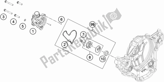 All parts for the Water Pump of the Husqvarna FE 250 EU 2018