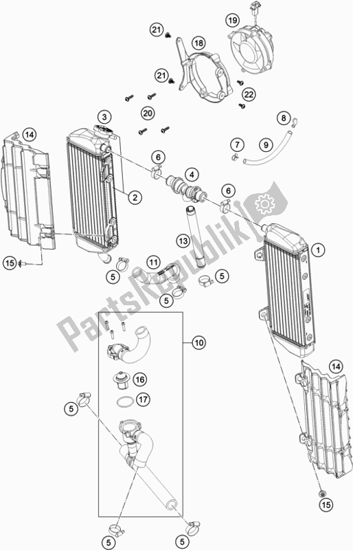 All parts for the Cooling System of the Husqvarna FE 250 EU 2019