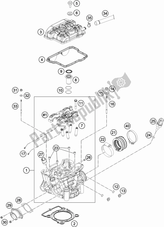 All parts for the Cylinder Head of the Husqvarna FE 250 EU 2019