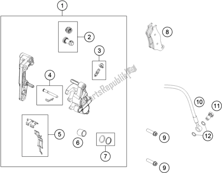 All parts for the Front Brake Caliper of the Husqvarna FE 250 EU 2019