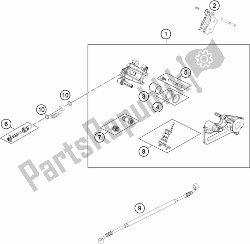 All parts for the Rear Brake Caliper of the Husqvarna FE 250 EU 2019