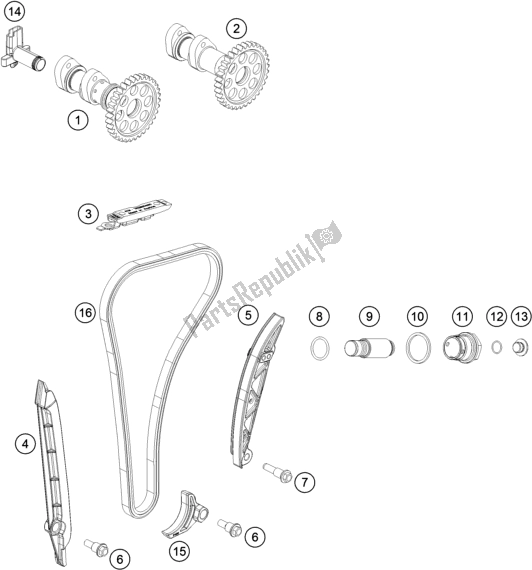 All parts for the Timing Drive of the Husqvarna FE 250 EU 2019