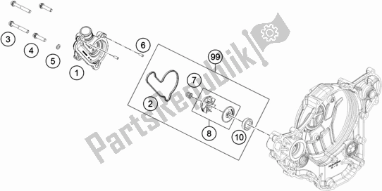 All parts for the Water Pump of the Husqvarna FE 250 EU 2019