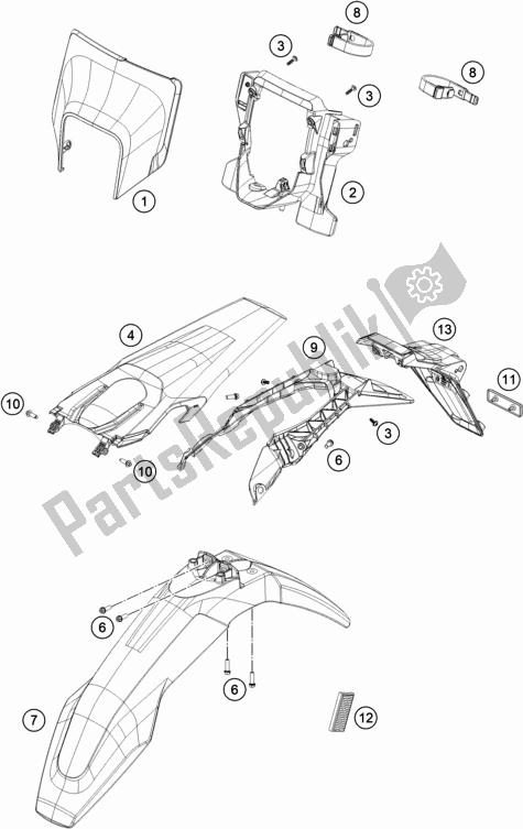 Alle onderdelen voor de Masker, Spatborden van de Husqvarna FE 250 EU 2020