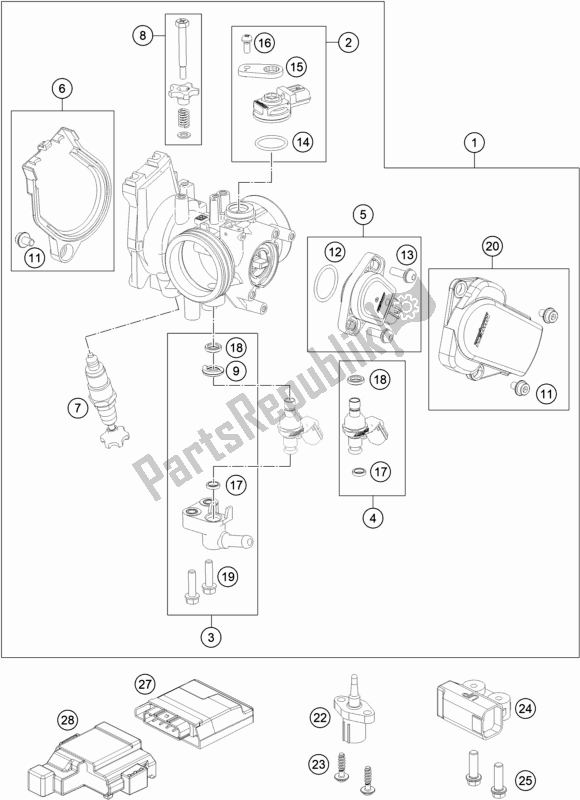 Todas as partes de Corpo Do Acelerador do Husqvarna FE 250 EU 2020