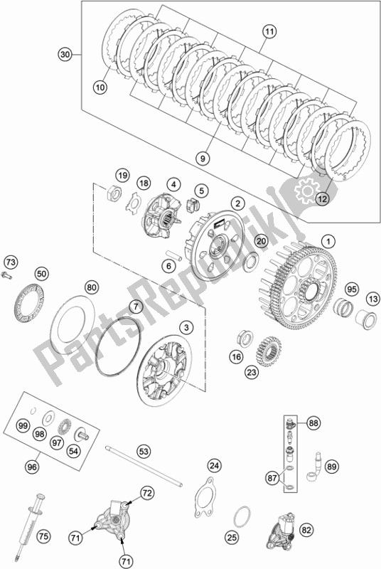 All parts for the Clutch of the Husqvarna FE 250 EU 2021