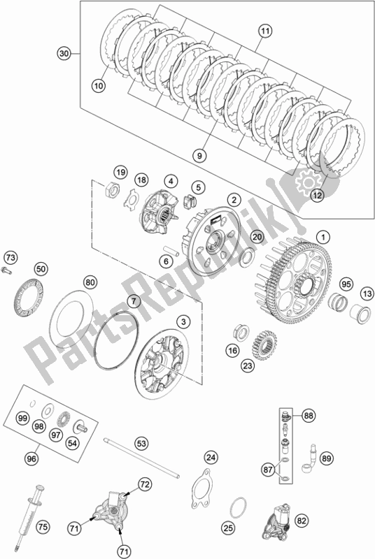 All parts for the Clutch of the Husqvarna FE 250 EU 2021