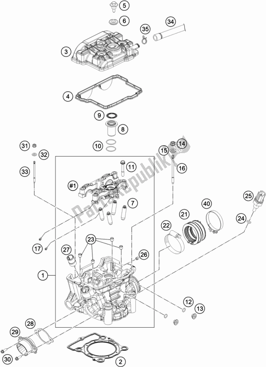 All parts for the Cylinder Head of the Husqvarna FE 250 EU 2021