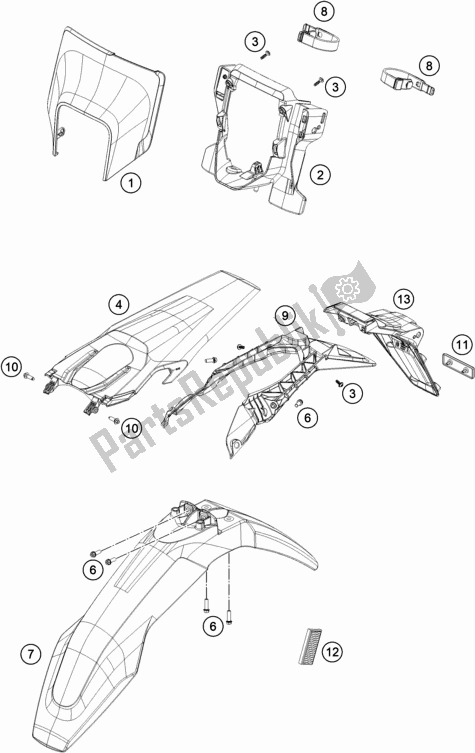 Wszystkie części do Maska, B? Otniki Husqvarna FE 250 EU 2021