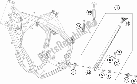 All parts for the Side / Center Stand of the Husqvarna FE 250 EU 2021