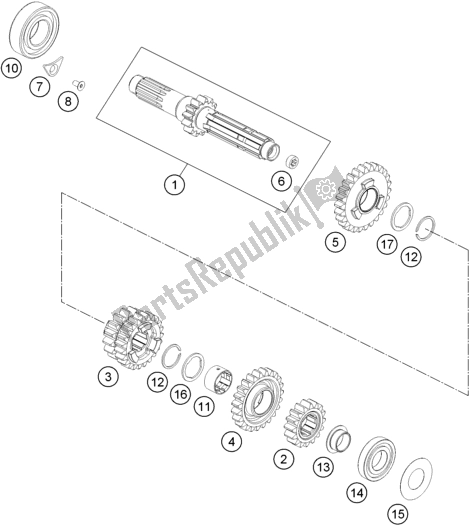 All parts for the Transmission I - Main Shaft of the Husqvarna FE 250 EU 2021