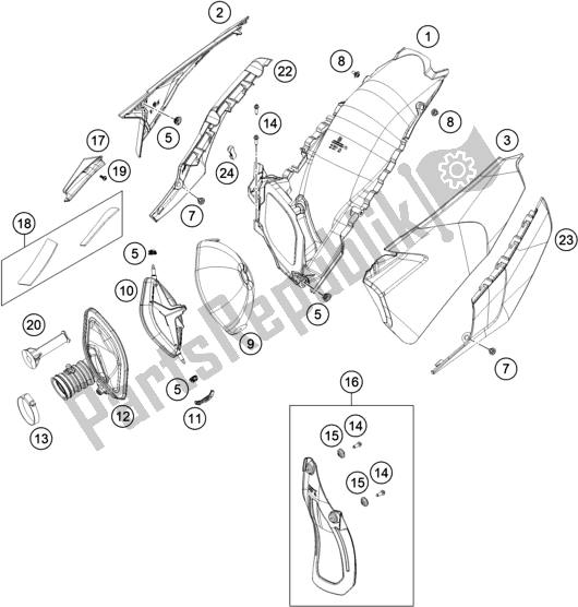 All parts for the Air Filter of the Husqvarna FE 250 EU 2022