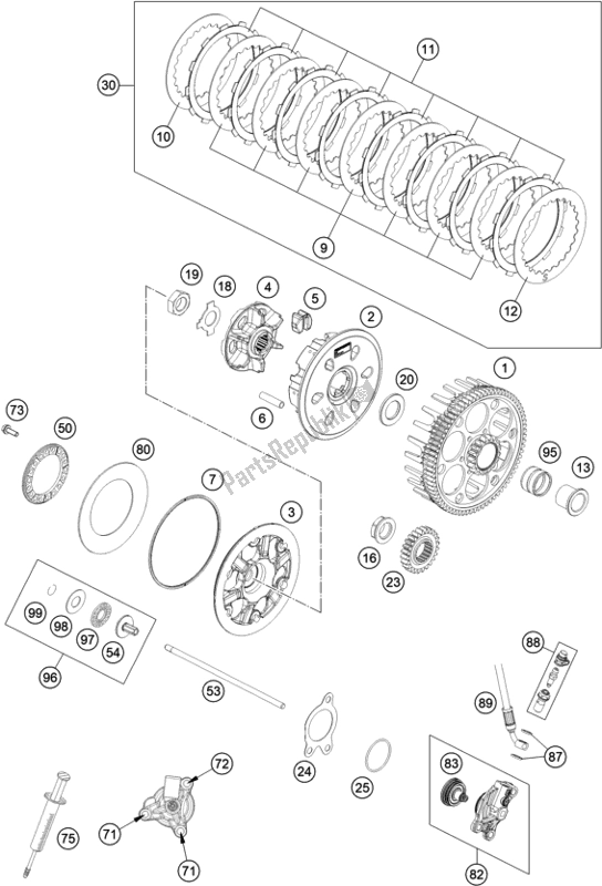 All parts for the Clutch of the Husqvarna FE 250 EU 2022