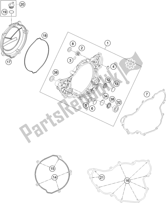 All parts for the Clutch Cover of the Husqvarna FE 350 2016