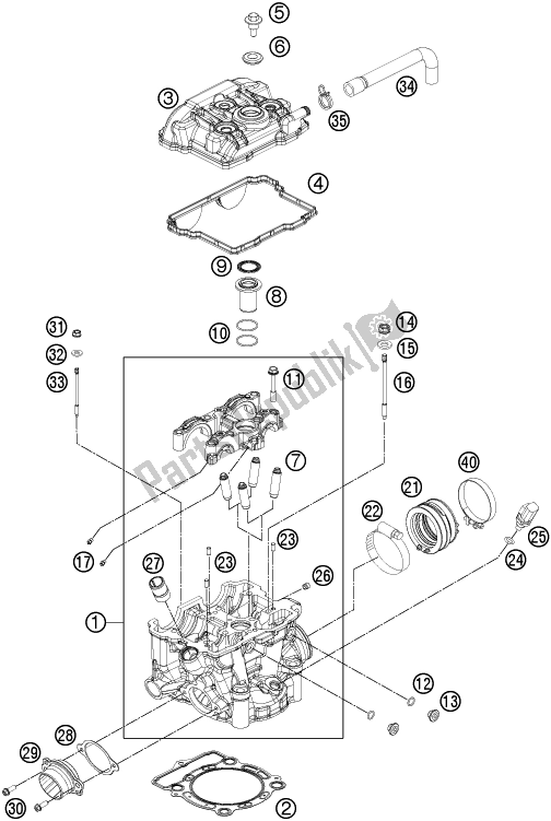 All parts for the Cylinder Head of the Husqvarna FE 350 2016