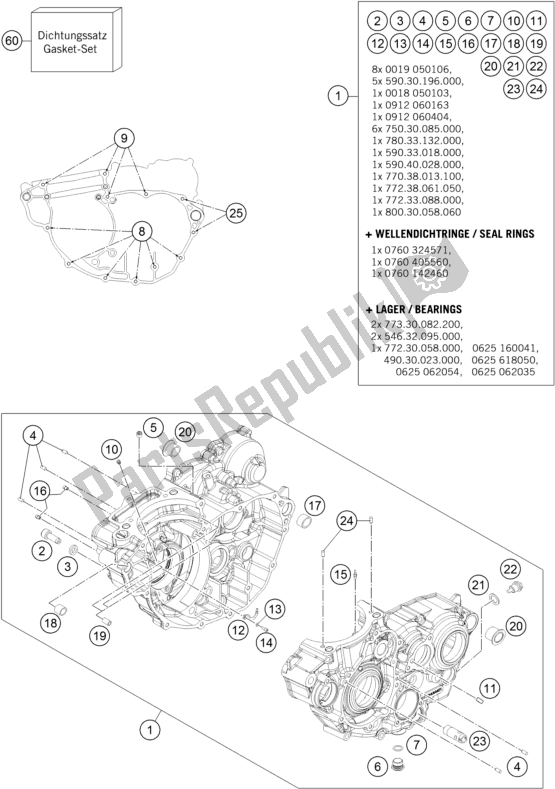 All parts for the Engine Case of the Husqvarna FE 350 2016