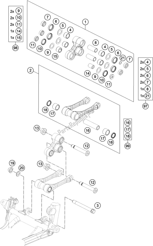 All parts for the Pro Lever Linking of the Husqvarna FE 350 2016