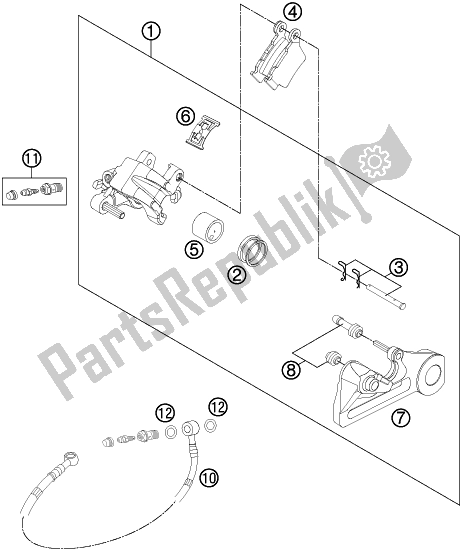 All parts for the Rear Brake Caliper of the Husqvarna FE 350 2016