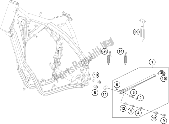 All parts for the Side / Center Stand of the Husqvarna FE 350 2016