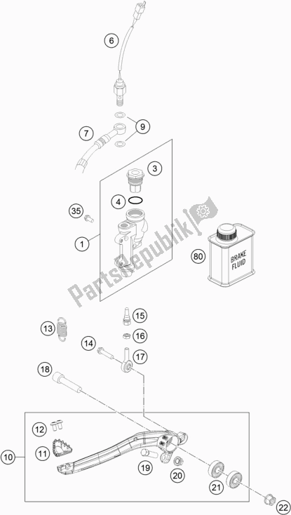 All parts for the Rear Brake Control of the Husqvarna FE 350 2017