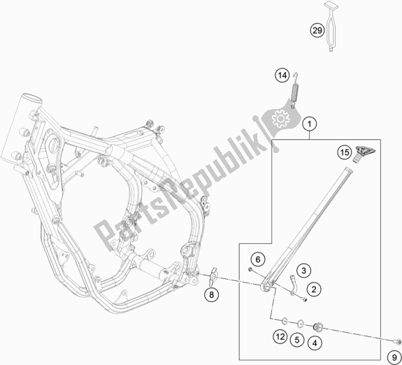 All parts for the Side / Center Stand of the Husqvarna FE 350 2017