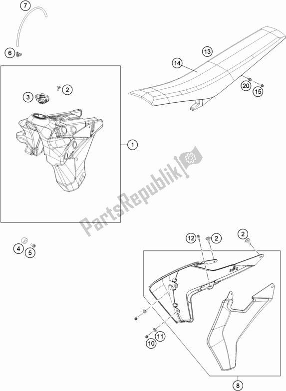 All parts for the Tank, Seat of the Husqvarna FE 350 2017