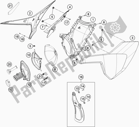 Alle onderdelen voor de Luchtfilter van de Husqvarna FE 350 2018